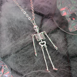 Moveable Skeleton Necklace Sterling Silver Pendant Necklace