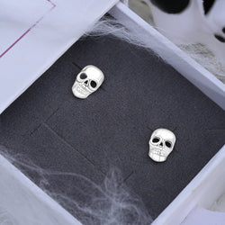 Spooky Skull Stud Earrings Sterling Silver Stud Earrings