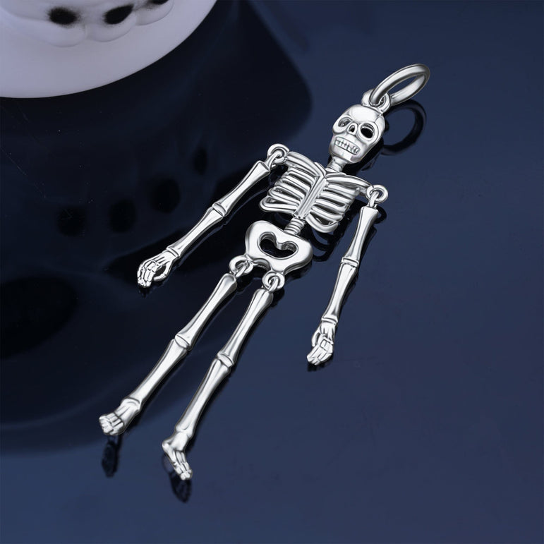 Moveable Skeleton Pendant Sterling Silver Pendant