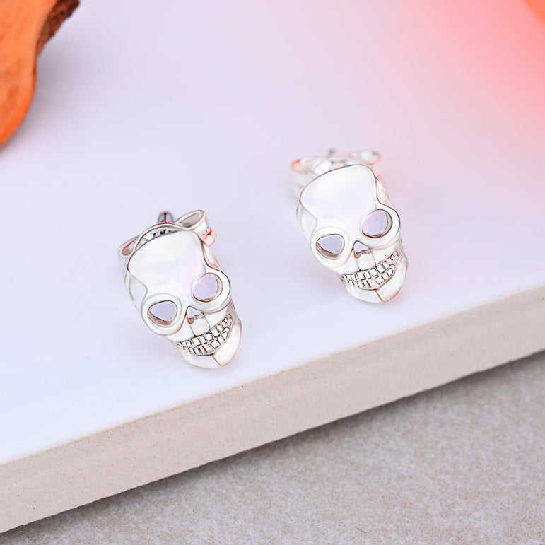 Spooky Skull Stud Earrings Sterling Silver Stud Earrings