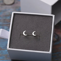 Tiny Crescent Moon Earrings Stud Sterling Silver Stud Earrings