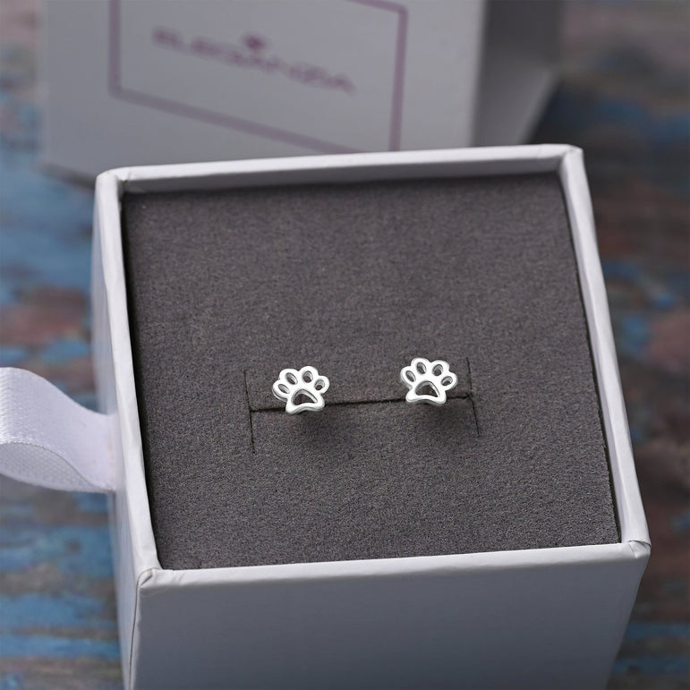 Petite Pet Paw Print Earrings Stud Sterling Silver Stud Earrings