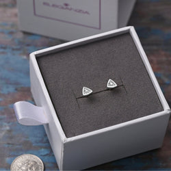 CZ Geometric Triangle Stud Earrings Sterling Silver Stud Earrings