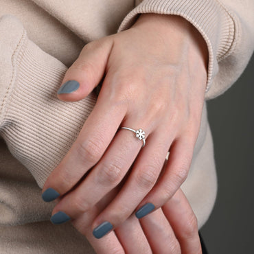 Tiny Winter Snowflake Ring Sterling Silver Stacking Ring