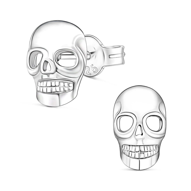 Spooky Skull Stud Earrings Sterling Silver Stud Earrings