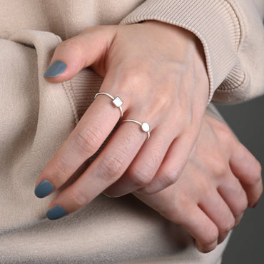 Simple Square Ring Band Sterling Silver Stacking Ring