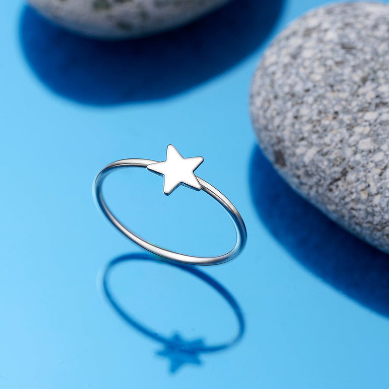 Mini Wishing Star Ring Sterling Silver Stacking Ring