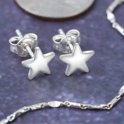 Minimal Star Stud Earrings Sterling Silver Stud Earrings
