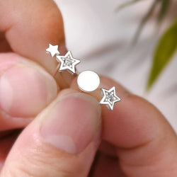 CZ Shooting Star Earrings Stud Sterling Silver Stud Earrings