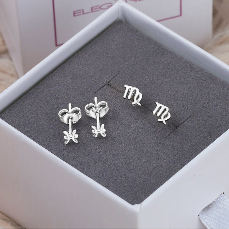 Pisces Stud Earrings Sterling Silver - Zodiac Constellation Earrings Stud Earrings