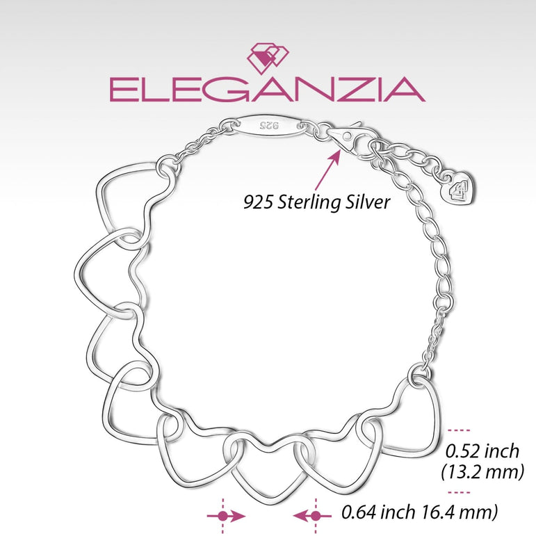 Interlocking BFF Heart Friendship Bracelet Sterling Silver Bracelet