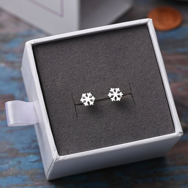 Petite Snowflake Earrings Studs Sterling Silver Stud Earrings