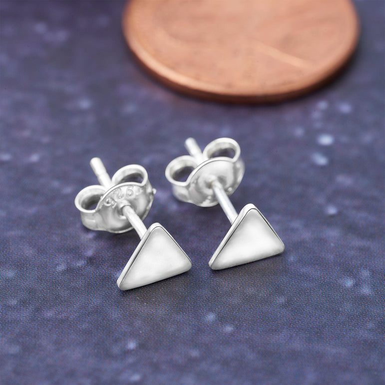 Simple Triangle Earrings Stud Sterling Silver Stud Earrings