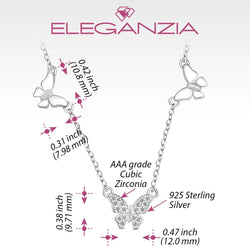 Triple Butterfly Necklace Sterling Silver Pendant Necklace