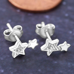 CZ Shooting Star Earrings Stud Sterling Silver Stud Earrings
