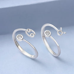 CZ Zodiac Ring Sterling Silver Adjustable 12 Constellation Rings Ring