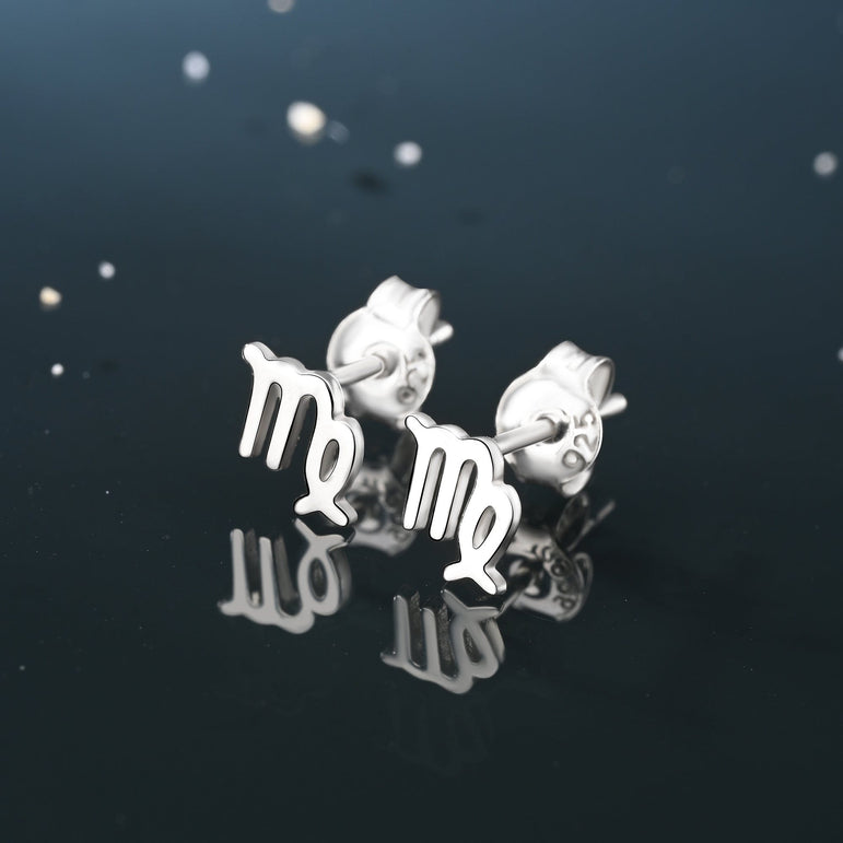 Virgo Stud Earrings Sterling Silver - Zodiac Constellation Earrings Stud Earrings