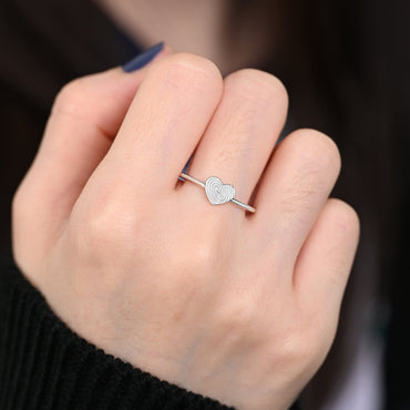 Fingerprint Love Heart Ring Sterling Silver Ring