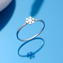Tiny Winter Snowflake Ring Sterling Silver Stacking Ring