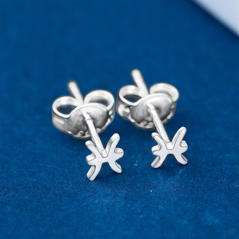 Pisces Stud Earrings Sterling Silver - Zodiac Constellation Earrings Stud Earrings