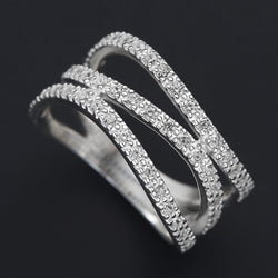 CZ Three Layer Coil Wrap Sterling Silver Ring Ring