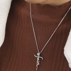 CZ Faith Necklace Sterling Silver In Cross Designs Pendant Necklace