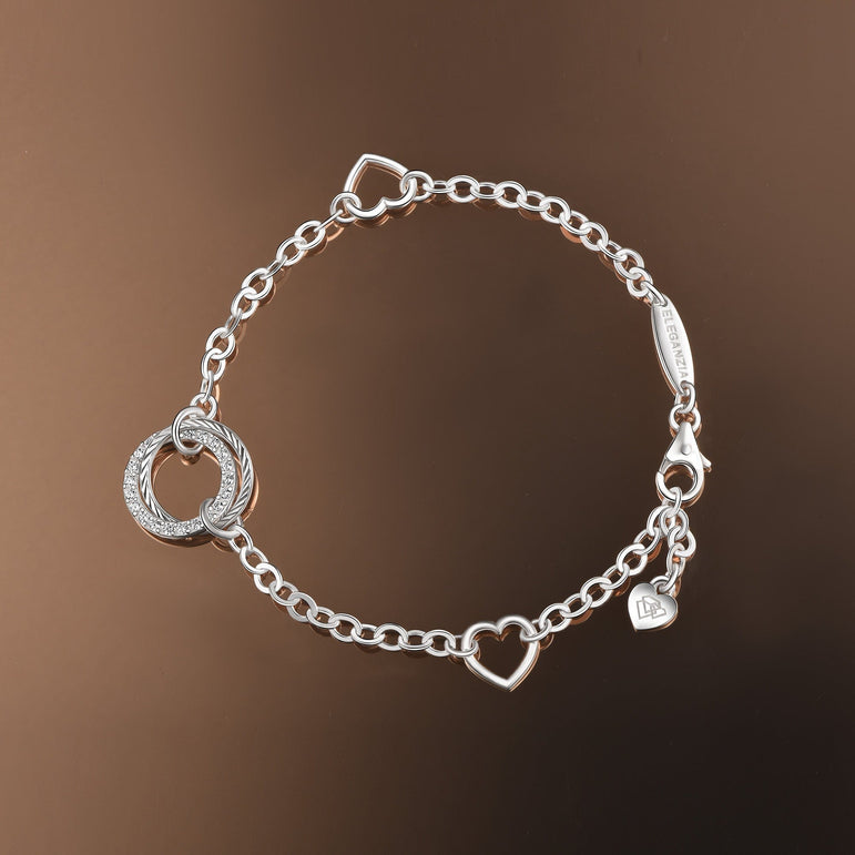 Interlocking Circle Mother Daughter Bracelet Silver Bracelet