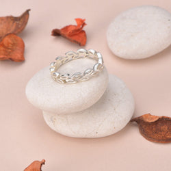Leaf Band Sterling Silver Stackable Rings Stacking Ring