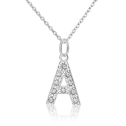 CZ Initial Necklaces Sterling Silver, 26 Alphabets