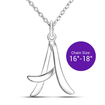 Cursive Letter Necklace Sterling Silver, 16"-18" Pendant Necklace