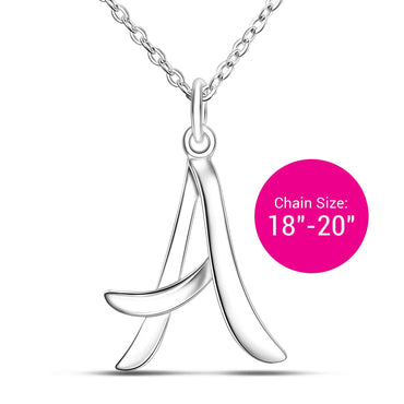 Cursive Letter Necklace Sterling Silver, 18"-20" Pendant Necklace