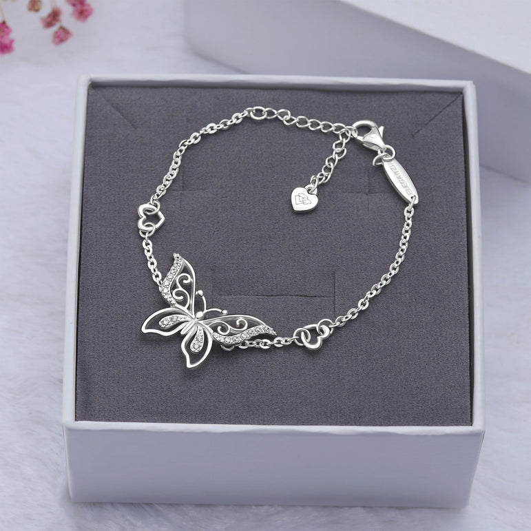 CZ Butterfly Bracelet Silver Chain Bracelet Bracelet