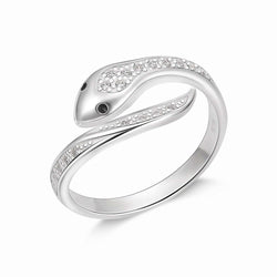 CZ Swirling Snake Ring Sterling Silver Adjustable Ring