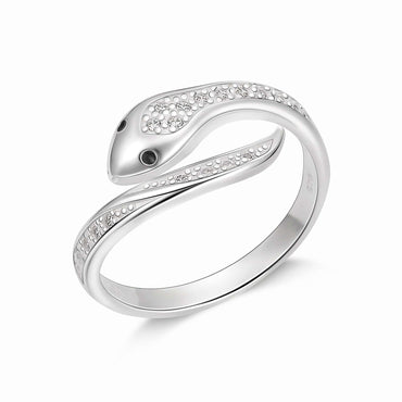 CZ Swirling Snake Ring Sterling Silver Adjustable Ring