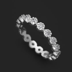 CZ Beaded Sterling Silver Stackable Rings