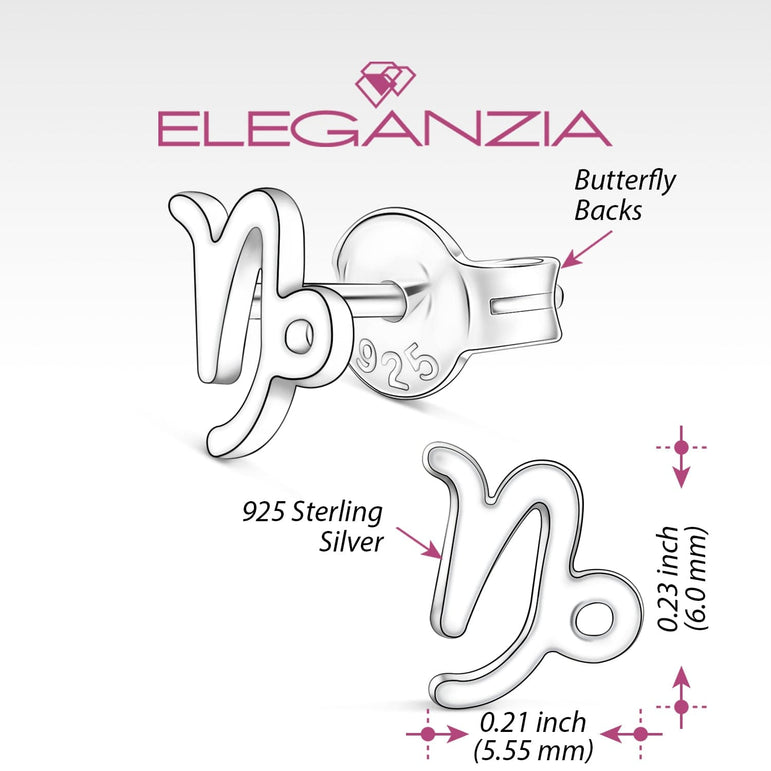Capricorn Stud Earrings Sterling Silver - Zodiac Constellation Earrings Stud Earrings
