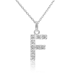 CZ Initial Necklaces Sterling Silver, 26 Alphabets
