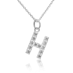 CZ Initial Necklaces Sterling Silver, 26 Alphabets