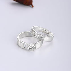 CZ I Do Silver Commitment Rings for Couples Set Couple Ring