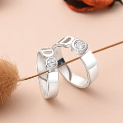CZ I Do Silver Commitment Rings for Couples Set Couple Ring