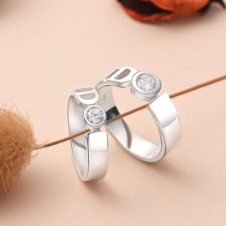 CZ I Do Silver Commitment Rings for Couples Set Couple Ring