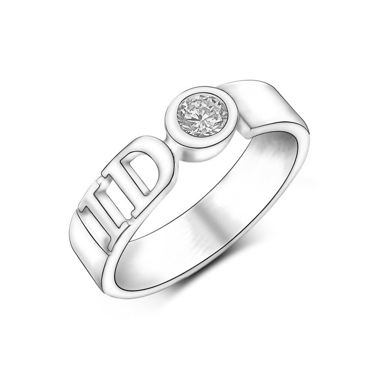 CZ I Do Silver Couple Commitment Rings for Her Promise Ring