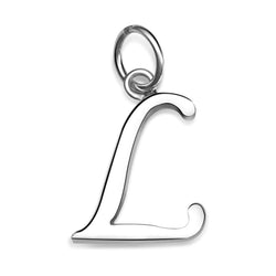 Simple Initial Sterling Silver Pendants, 26 Alphabets Pendant Necklace L