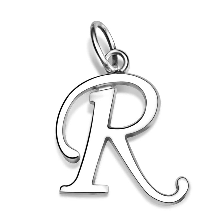 Simple Initial Sterling Silver Pendants, 26 Alphabets Pendant Necklace R