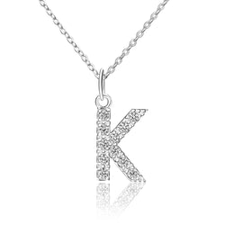 CZ Initial Necklaces Sterling Silver, 26 Alphabets