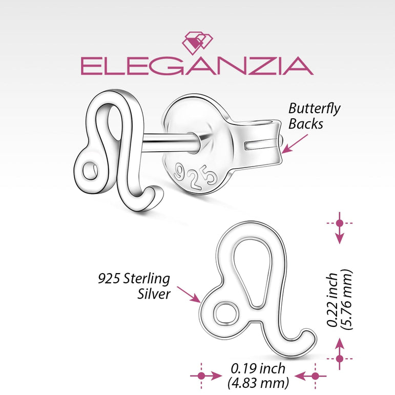 Leo Stud Earrings Sterling Silver - Zodiac Constellation Earrings Stud Earrings