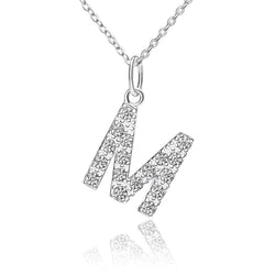 CZ Initial Necklaces Sterling Silver, 26 Alphabets