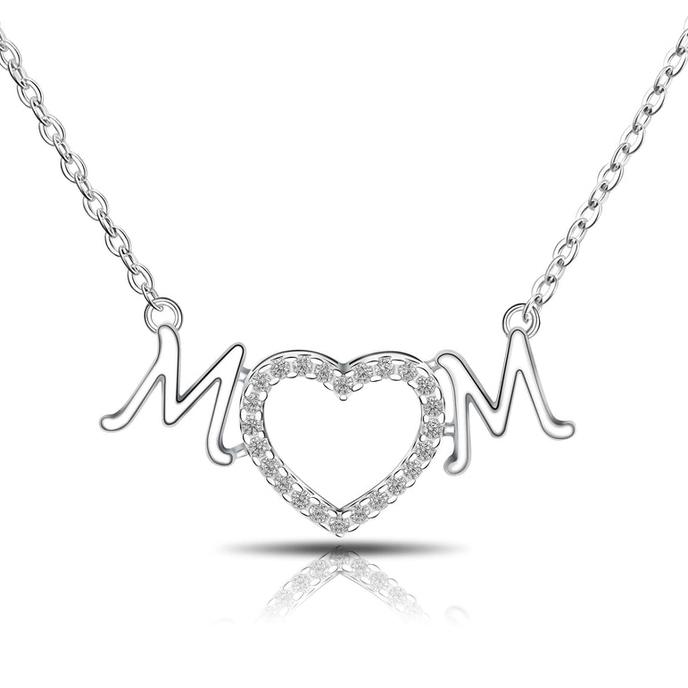 Mother Heart Necklace Sterling Silver Pendant Necklace