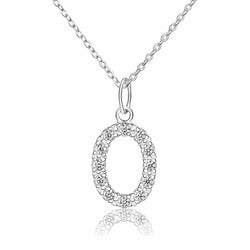 CZ Initial Necklaces Sterling Silver, 26 Alphabets
