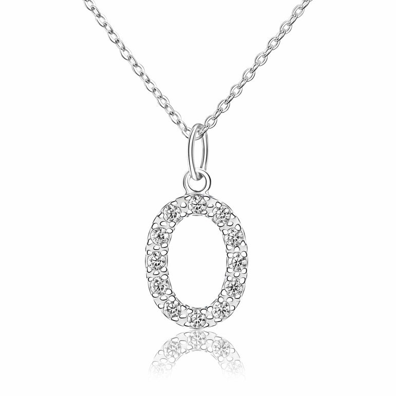 CZ Initial Necklaces Sterling Silver, 26 Alphabets